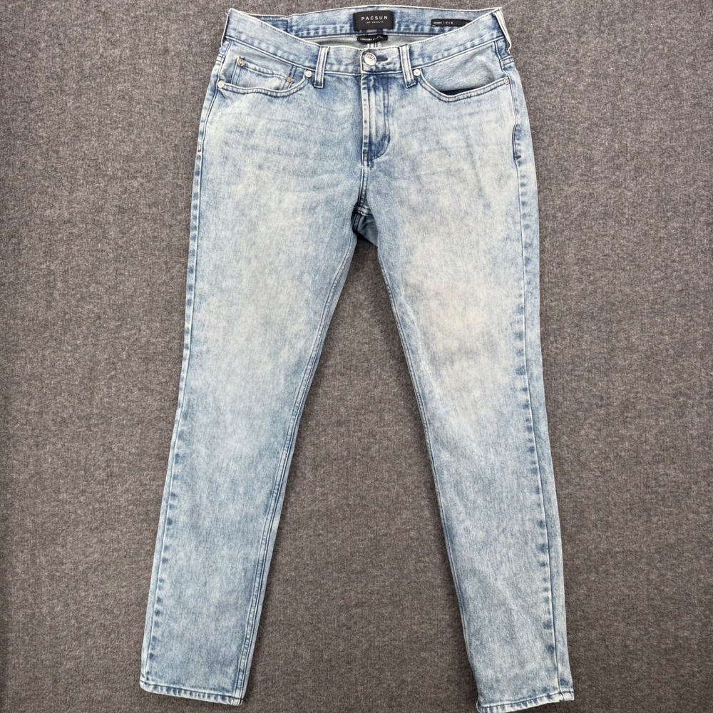 PacSun Mens Skinny Jeans Light Acid Wash Comfort Stretch 31 Slim Fit Denim y2k
